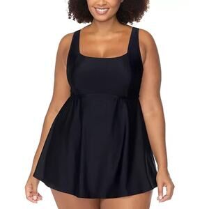 Raisins Curve Trendy Plus Size Straya Underwire Swimdress, Black, Size 24W 0320